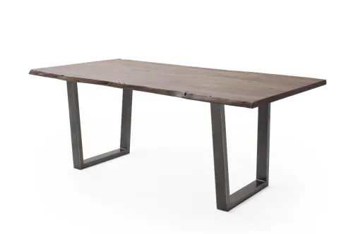 Esstisch Calabria | Akazie massiv | T-Gestell | walnuss / antik gewischt | 180 x 100-Tischplatte 3,5 cm