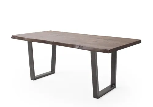 Esstisch Calabria | Akazie massiv | T-Gestell | walnuss / antik gewischt | 220 x 100 -Tischplatte 5,5 cm