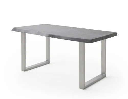Esstisch Calabria | Akazie massiv | U-Gestell Edelstahl | 160/180/200/220/240 | grau | verschiedene Größen