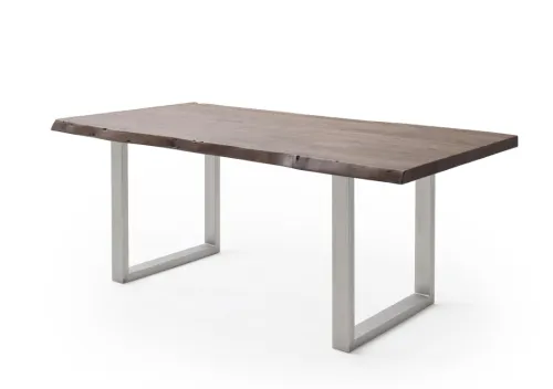 Esstisch Calabria | Akazie massiv | U-Gestell Edelstahl | walnuss | 240 x 100-Tischplatte 5,5 cm