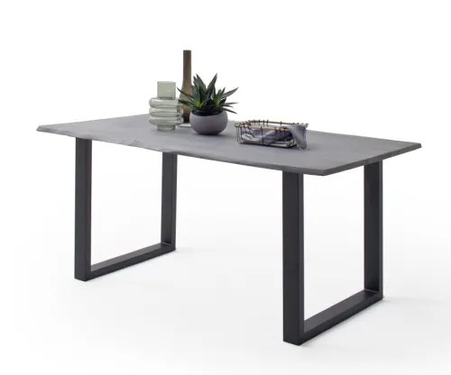 Esstisch Calabria | Akazie massiv | U-Gestell | grau / anthrazit | 160 x 90-Tischplatte 2,5 cm