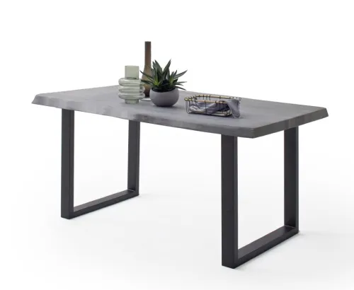 Esstisch Calabria | Akazie massiv | U-Gestell | grau / anthrazit | 220 x 100 -Tischplatte 5,5 cm