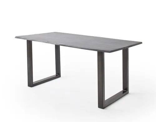 Esstisch Calabria | Akazie massiv | U-Gestell | grau / antik gewischt | 180 x 90-Tischplatte 2,5 cm