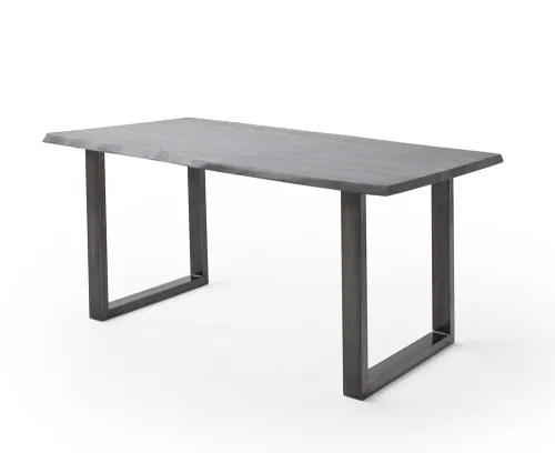 Esstisch Calabria | Akazie massiv | U-Gestell | grau / antik gewischt | 200 x 100 -Tischplatte 3,5 cm