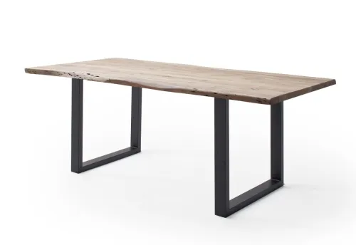 Esstisch Calabria | Akazie massiv | U-Gestell | natur / anthrazit | 180 x 100-Tischplatte 3,5 cm