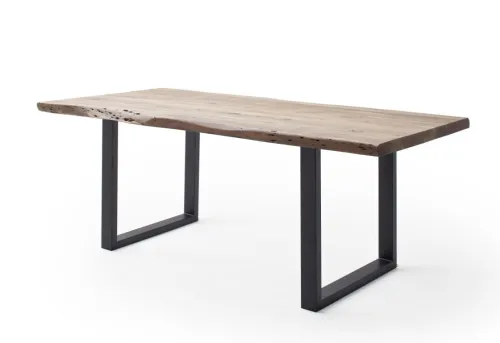 Esstisch Calabria | Akazie massiv | U-Gestell | natur / anthrazit | 220 x 100 -Tischplatte 5,5 cm