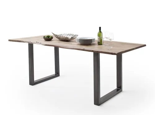 Esstisch Calabria | Akazie massiv | U-Gestell | natur / antik gewischt |160 x 90-Tischplatte 2,5 cm
