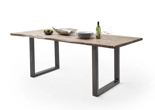 Esstisch Calabria | Akazie massiv | U-Gestell | natur / antik gewischt | 200 x 100 -Tischplatte 3,5 cm