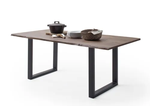 Esstisch Calabria | Akazie massiv | U-Gestell | walnuss / anthrazit | 160 x 90-Tischplatte 2,5 cm