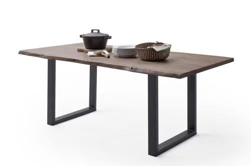 Esstisch Calabria | Akazie massiv | U-Gestell | walnuss / anthrazit | 200 x 100 -Tischplatte 3,5 cm