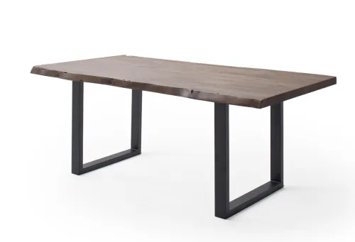 Esstisch Calabria | Akazie massiv | U-Gestell | Walnuss / antik gewischt | 220 x 100 -Tischplatte 5,5 cm