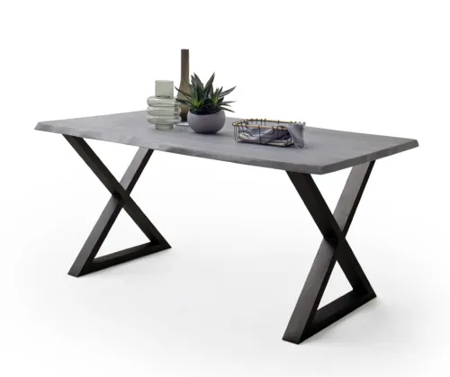 Esstisch Calabria | Akazie massiv | X-Gestell | 160/180/200/220/240 | grau / anthrazit | verschiedene Größen