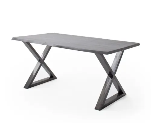 Esstisch Calabria | Akazie massiv | X-Gestell | 160/180/200/220/240 | grau / antik gewischt | verschiedene Größen