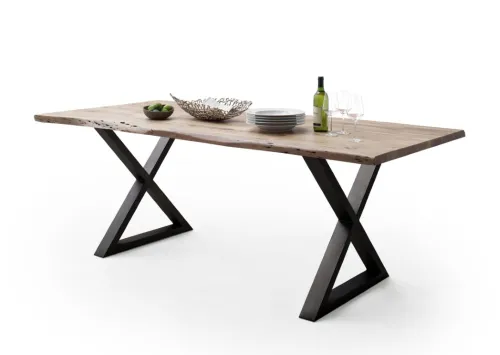 Esstisch Calabria | Akazie massiv | X-Gestell | 160/180/200/220/240 | natur / anthrazit | verschiedene Größen