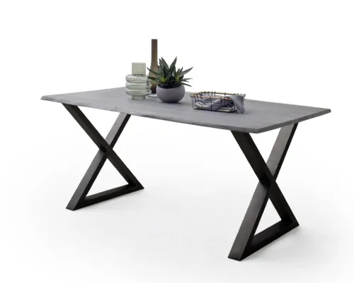 Esstisch Calabria | Akazie massiv | X-Gestell | grau / anthrazit | 180 x 90-Tischplatte 2,5 cm