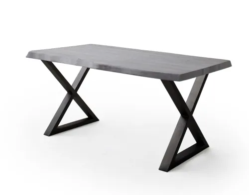 Esstisch Calabria | Akazie massiv | X-Gestell | grau / anthrazit | 220 x 100 -Tischplatte 5,5 cm