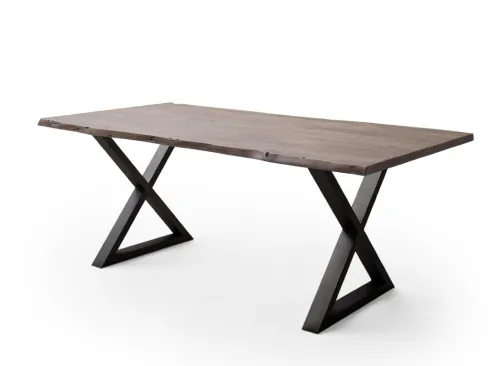 Esstisch Calabria | Akazie massiv | X-Gestell | walnuss / anthrazit | 180 x 100-Tischplatte 3,5 cm