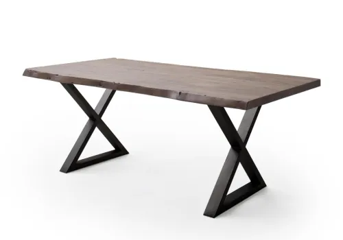 Esstisch Calabria | Akazie massiv | X-Gestell | walnuss / anthrazit | 240 x 100-Tischplatte 5,5 cm