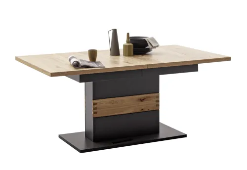 Esstisch Cesena ausziehbar | Wildeiche / schwarzgrau | 180 (280) x 100