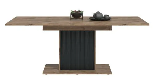 Esstisch Chess | Säulen-Fußgestell | Nox Oak / schwarz