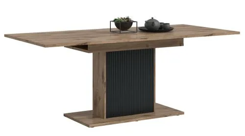 Esstisch Chess | Säulen-Fußgestell | Nox Oak / schwarz