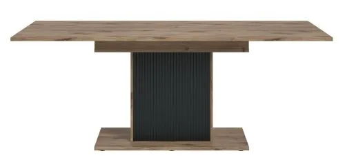 Esstisch Chess | Säulen-Fußgestell | Nox Oak / schwarz