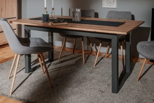 Esstisch Denver | Ausziehtisch | Artisan Oak / anthrazit | Industrial Look | 160(200) x 90