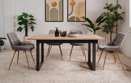 Esstisch Denver | Ausziehtisch | Sonoma Eiche / anthrazit | Industrial Look | 160(200) x 90