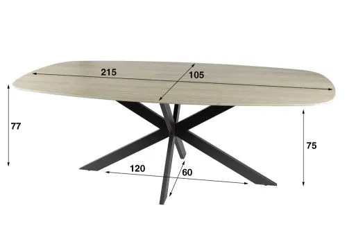 Esstisch Ele | oval | 215 cm | Keramik | Travertin