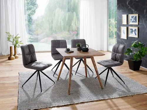 Esstisch Elias | Sheesham Holz massiv | dunkelbraun | 80x80
