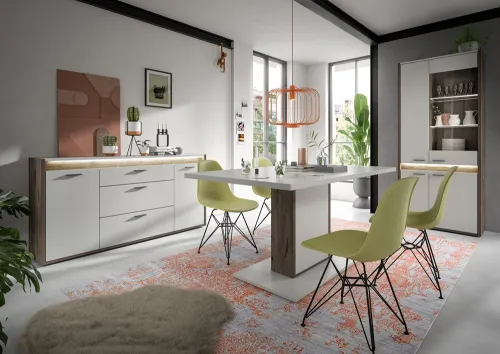 Esstisch Falcona | Nox Oak dunkel / hellgrau | 160x90