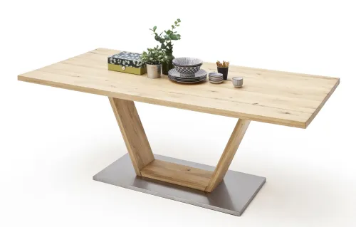 Esstisch Greta mit V-Fuß | Balkeneiche massiv | 180 x 90 cm