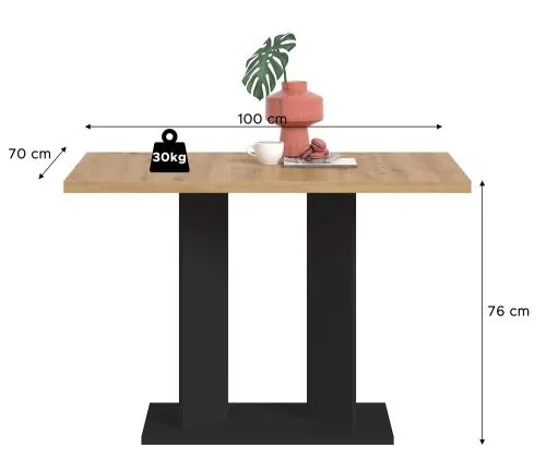 Esstisch Gustav 1 | Säulen-Fußgestell | Artisan Eiche / schwarz
