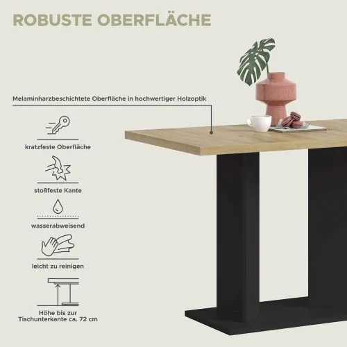 Esstisch Gustav 1 | Säulen-Fußgestell | Artisan Eiche / schwarz