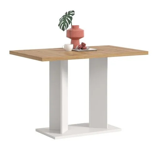 Esstisch Gustav 1 | Säulen-Fußgestell | Artisan Eiche / weiß