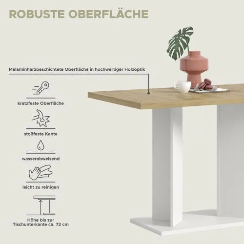 Esstisch Gustav 1 | Säulen-Fußgestell | Artisan Eiche / weiß