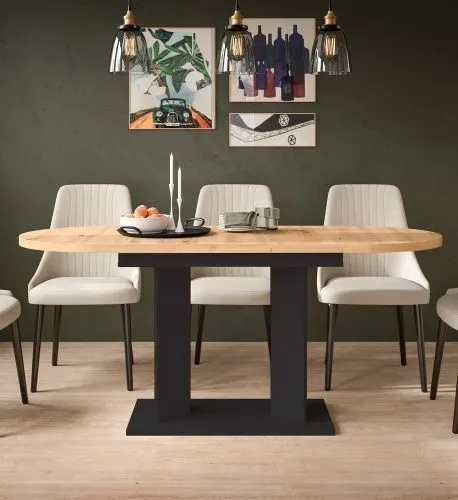 Esstisch Gustav | ausziehbar | Artisan Eiche / schwarz