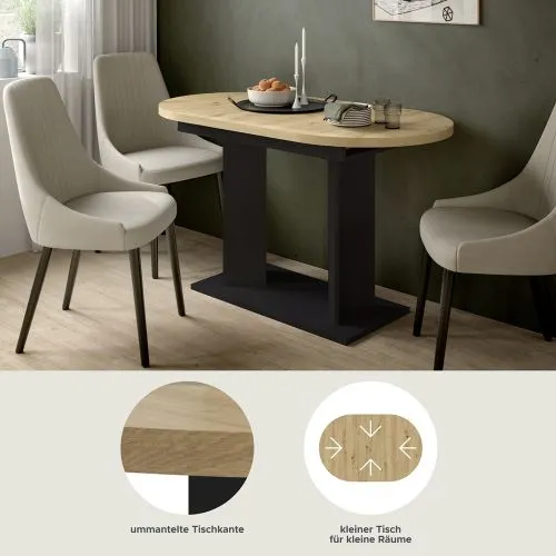 Esstisch Gustav | ausziehbar | Artisan Eiche / schwarz