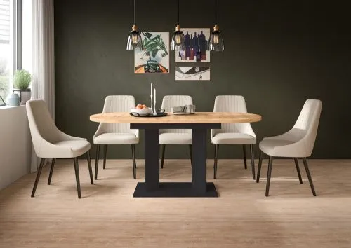 Esstisch Gustav | ausziehbar | Artisan Eiche / schwarz