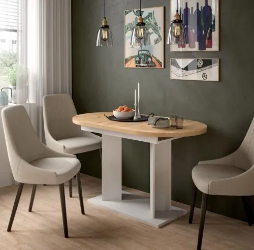 Esstisch Gustav | ausziehbar | Artisan Eiche / weiß