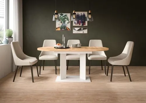 Esstisch Gustav | ausziehbar | Artisan Eiche / weiß