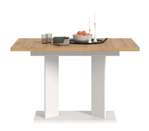 Esstisch Gustav | ausziehbar | Artisan Eiche / weiß | B: 120-160 cm