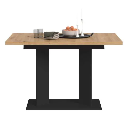 Esstisch Gustav | ausziehbar | Säulen-Fußgestell | Artisan Eiche / schwarz | verschiedene Größen