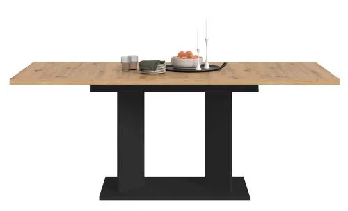 Esstisch Gustav | ausziehbar | Säulen-Fußgestell | Artisan Eiche / schwarz | verschiedene Größen