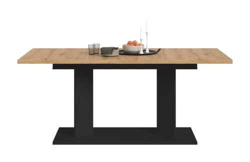 Esstisch Gustav | ausziehbar | Säulen-Fußgestell | Artisan Eiche / schwarz | verschiedene Größen
