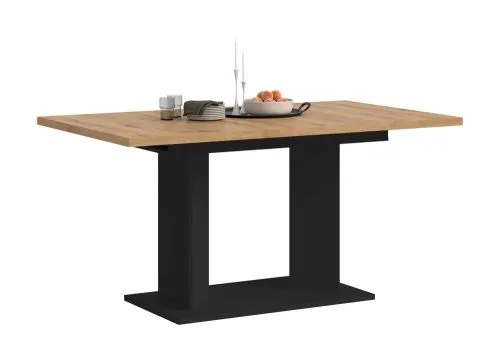 Esstisch Gustav | ausziehbar | Säulen-Fußgestell | Artisan Eiche / schwarz | verschiedene Größen