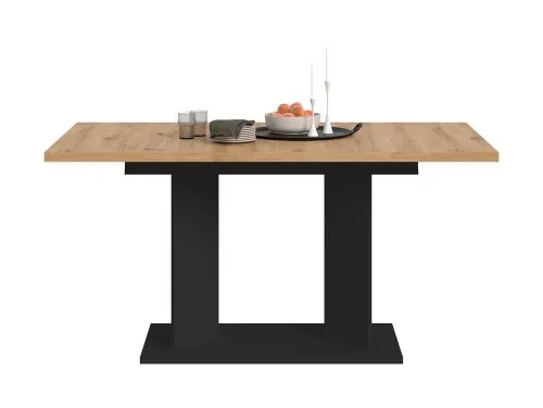Esstisch Gustav | ausziehbar | Säulen-Fußgestell | Artisan Eiche / schwarz | verschiedene Größen