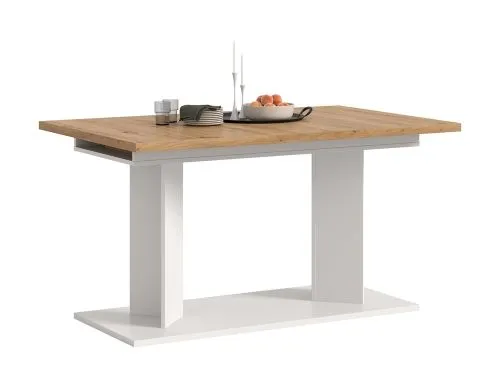 Esstisch Gustav | ausziehbar | Artisan Eiche / weiß | B:140-220 cm