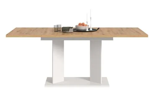 Esstisch Gustav | ausziehbar | Säulen-Fußgestell | Artisan Eiche / weiß | verschiedene Größen