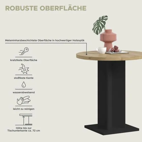 Esstisch Gustav rund | 70 cm | Artisan Eiche / schwarz